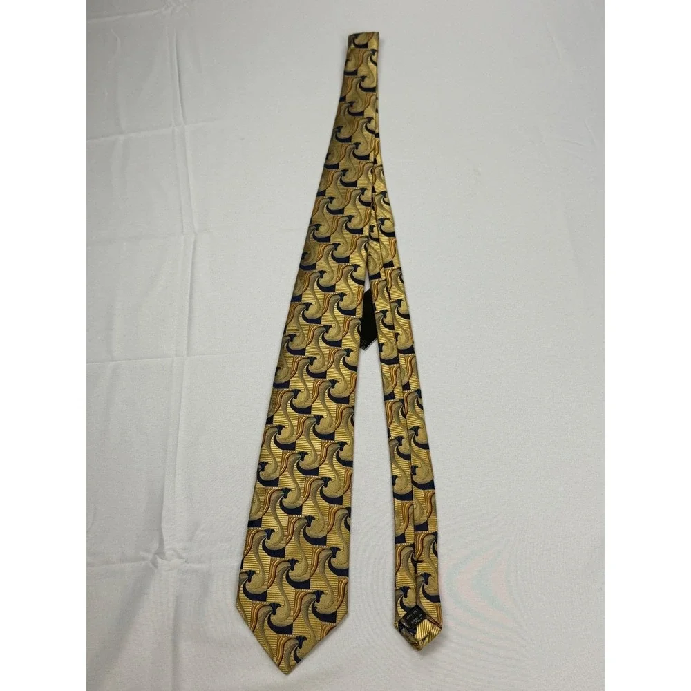 Jos. A. Bank Necktie‎ Mens Gold Signature Collection Silk Abstract Italy NEW
